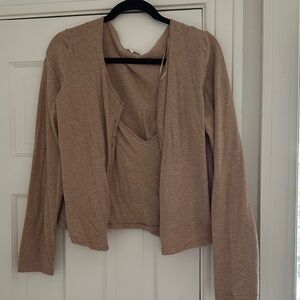 GB Giant Bini Sweater Cardigan Set - Tank & Cardigan Tan in XL - Lightweight!